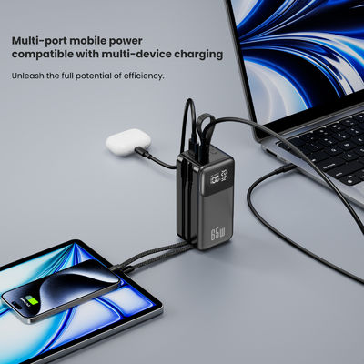 Giá tốt. Bộ sạc di động Power Bank 65W cho máy tính xách tay, 4 đầu ra USB C Đi du lịch Bộ sạc di động với cáp tích hợp trực tuyến